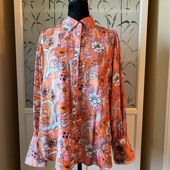 Free People Retro Floral Blouse S - Picture 2 of 8